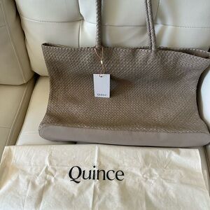 🤎Quince Italian Woven Leather Tote in Taupe - NWT 🤎